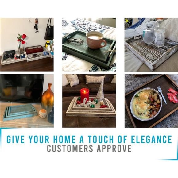 Rustic Wooden Serving Trays with Handle - Set of 3 - Large, Medium and Small - Picture 7 of 7